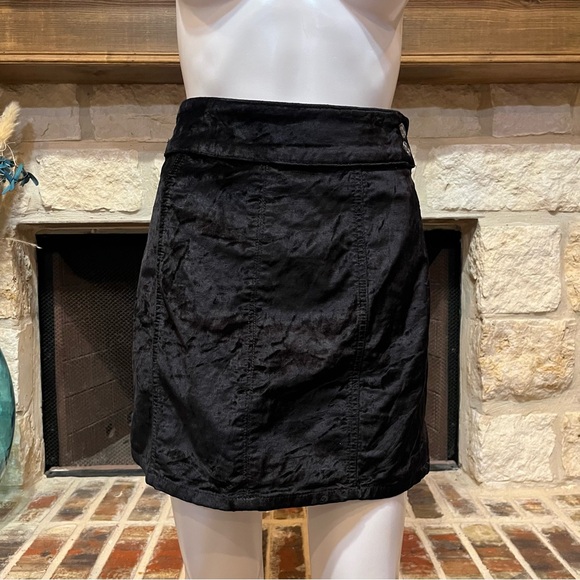 Free People Black Velvet Retro Mini Skirt - Picture 6 of 13
